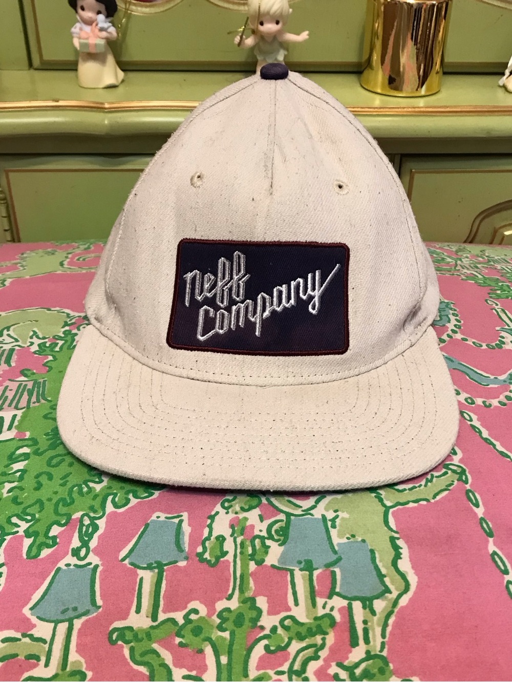 NEFF Company Logo Snapback Flat Bill Hat LINEN Blend